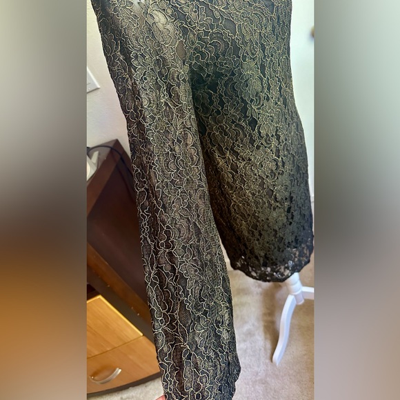 Gianna Bini black dress with a gold lace pattern- M - Picture 6 of 15